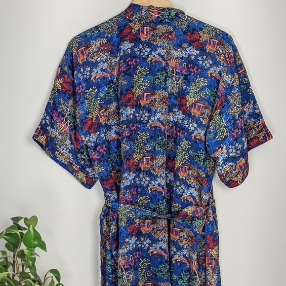 Vintage Kimono | Robe Cover-up | Blue | Size Large - Picture 6 of 9